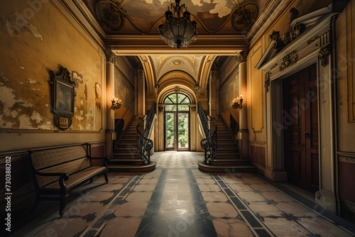 Interior hall of old money, real estate, english country house, stately home, aristicrat, noble, lord, country house, manor, downton abbey