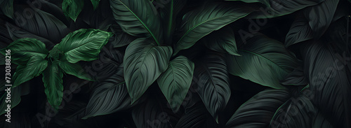 a close up of black  green leaves ai generative
