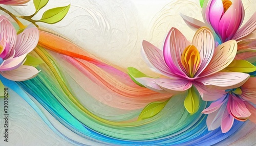 Kolorowe tło z kwiatami magnolii 3D