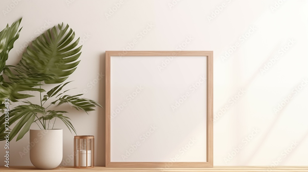Mockup of empty blank picture frame in modern cozy room. Copy Space pictureframe Mockup of empty blank picture frame in modern cozy room. Copy Space pictureframe