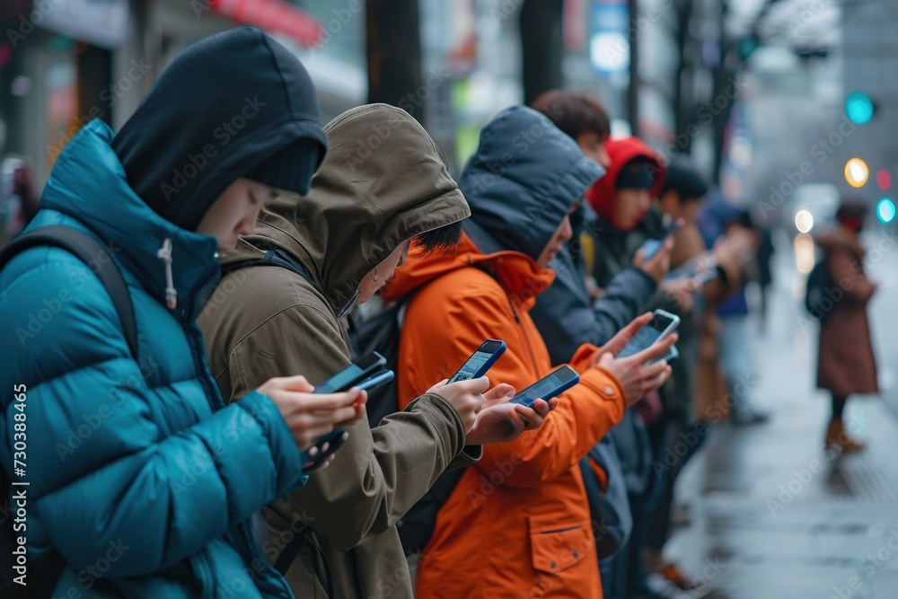 People outdoors walking and holding their smartphones. People outdoors walking and holding their smartphones.
