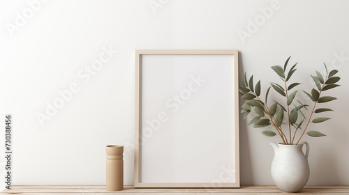 Mockup of empty blank picture frame in modern cozy room. Copy Space pictureframe