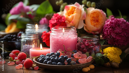 Freshness and nature gourmet indulgence  berry fruit, raspberry, strawberry, blueberry generated by AI