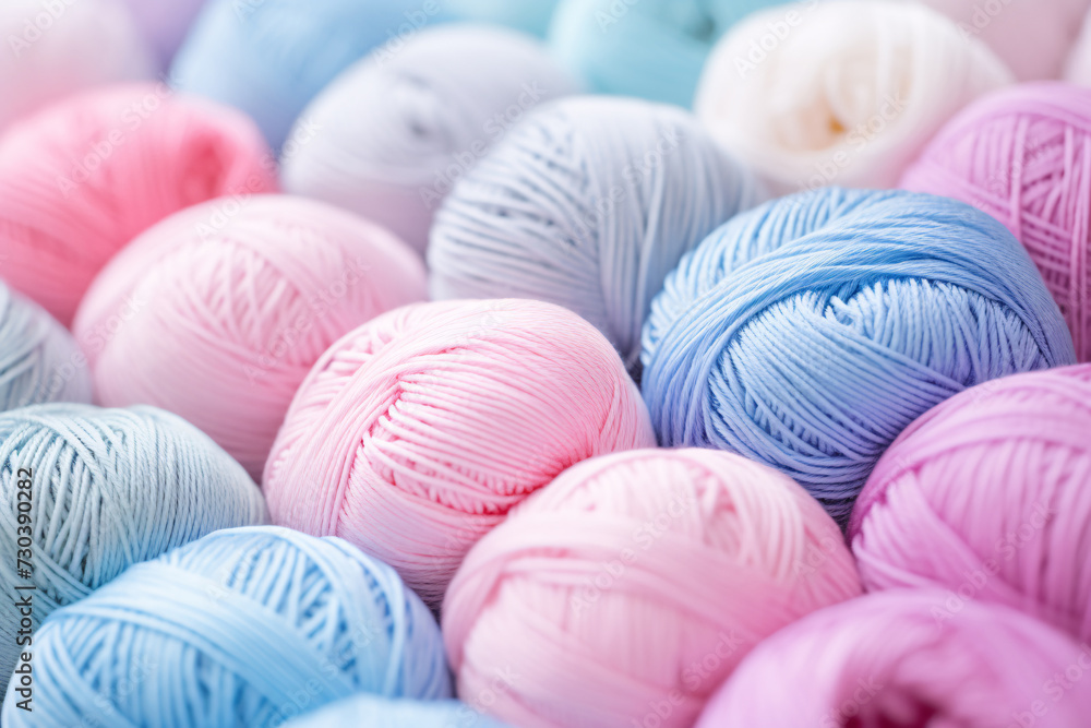 Close up of pastel colored balls of wool Close up of pastel colored balls of wool