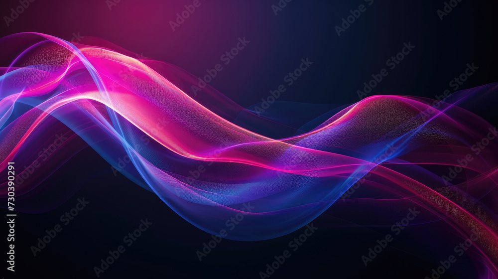 Vivid pink and blue neon waves flowing across a dark backdrop, embodying modern digital art. Vivid pink and blue neon waves flowing across a dark backdrop, embodying modern digital art.