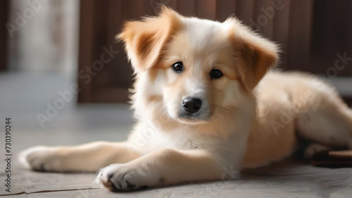 golden retriever puppy looking up, dog, close, pet, ai image, pet closeup