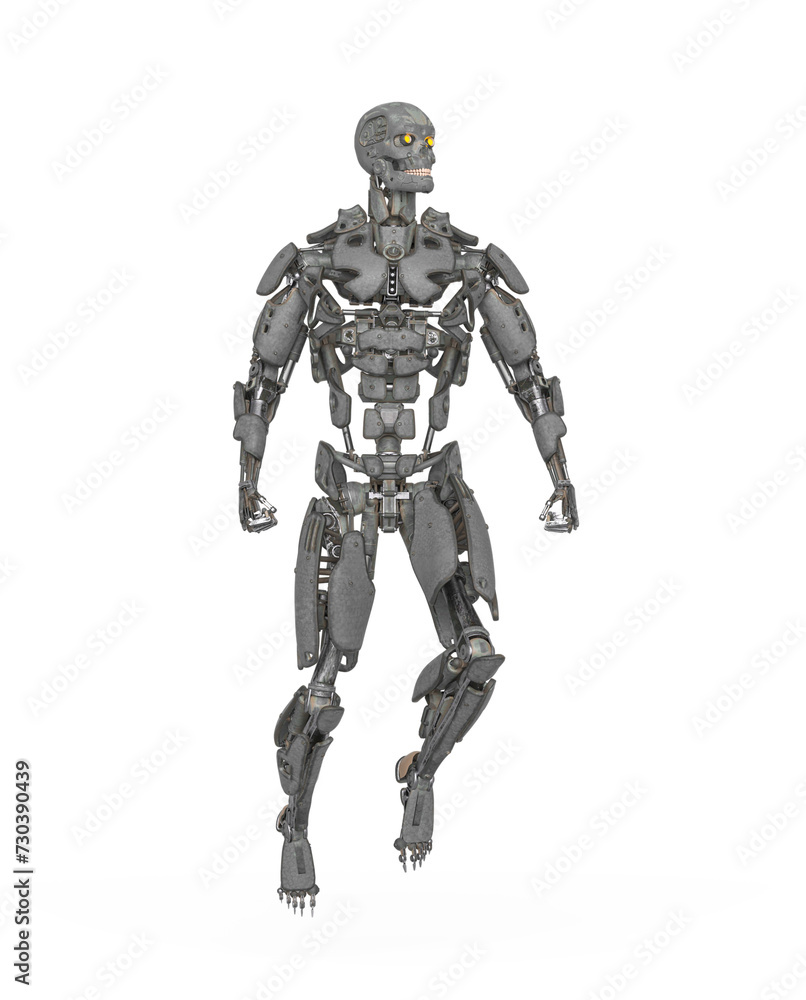 mega cyborg is floating and ready for action in white background mega cyborg is floating and ready for action in white background
