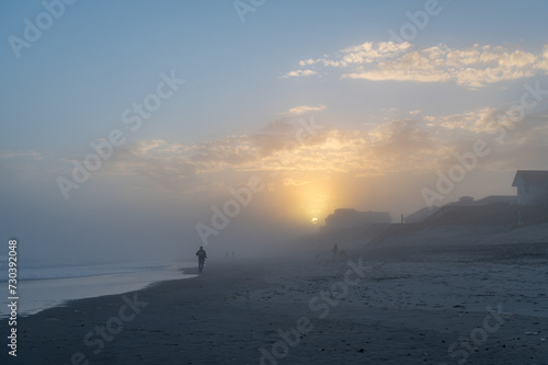Foggy Sunset on Beach