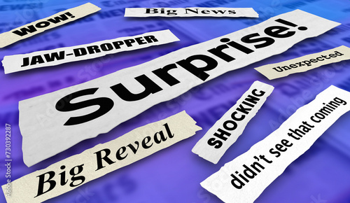 Suprise News Headlines Announcement Big Shock Wow 3d Illustration