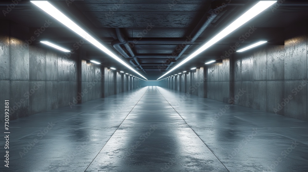 Cement Dark Parking Underground Car Warehouse Garage Studio Rough Modern Reflective.



