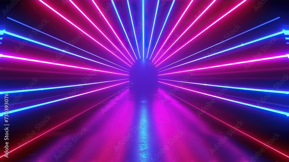 Empty background scene. Dark street, reflection of blue and pink neon light on wet pavement.
Empty background scene. Dark street, reflection of blue and pink neon light on wet pavement.