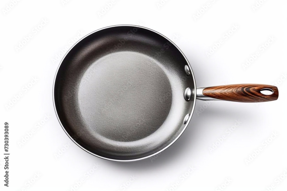 Stainless steel frying pan isolated on white background. With clipping path Stainless steel frying pan isolated on white background. With clipping path