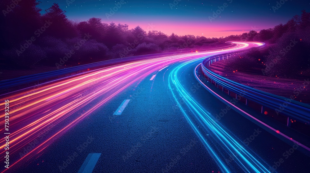 Obraz premium Lights Trail Using Zoom Techniques Star, Background HD, Illustrations