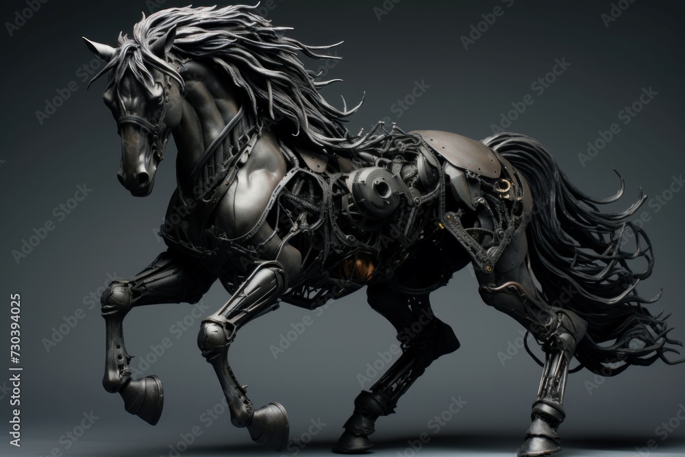 Majestic black horse. Sport animal beauty. Generate Ai
