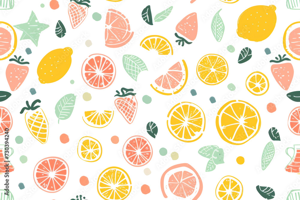 Pastel Summer Pattern with Fruits Pastel Summer Pattern with Fruits