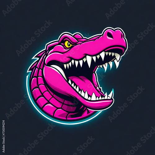 Crocodile alligator strong angry mascot esports logo with modern illustration for gaming and streamer. Suitable for badge, emblem and t shirt printing. Angry crocodile logo for sport and esport. © Jati