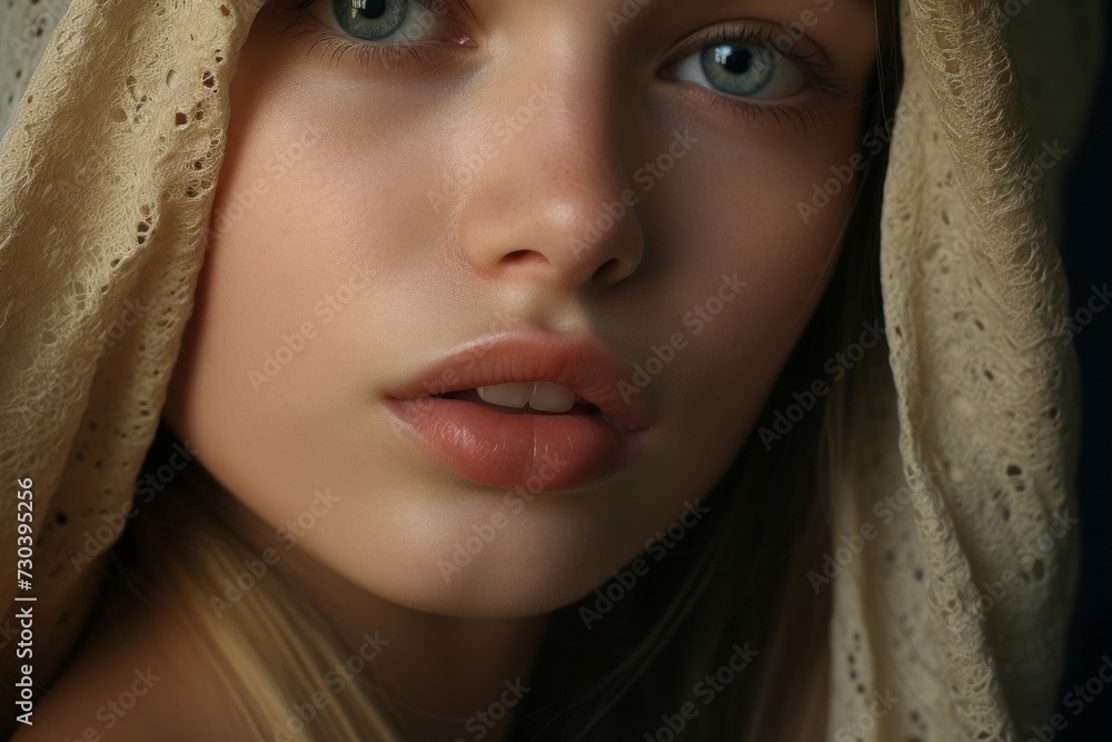 Model close up walking. Stylish pretty woman summer outdoor walk. Generate ai