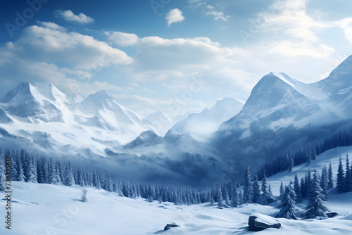 Big mountan, beautiful snowy mountains, mountain illustration mountains © MrJeans