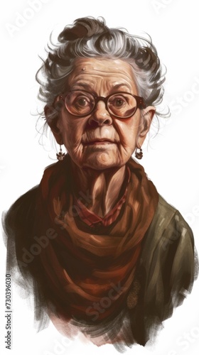 An older woman with glasses and a scarf