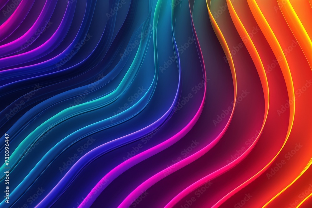 Fototapeta premium Gradient snippets rainbow multicolored hue shreds, neon light hypnotic. Vivid bright nonrepresentational. Geometric whirl radiant beaming shining. coil brilliant abstract backdrop