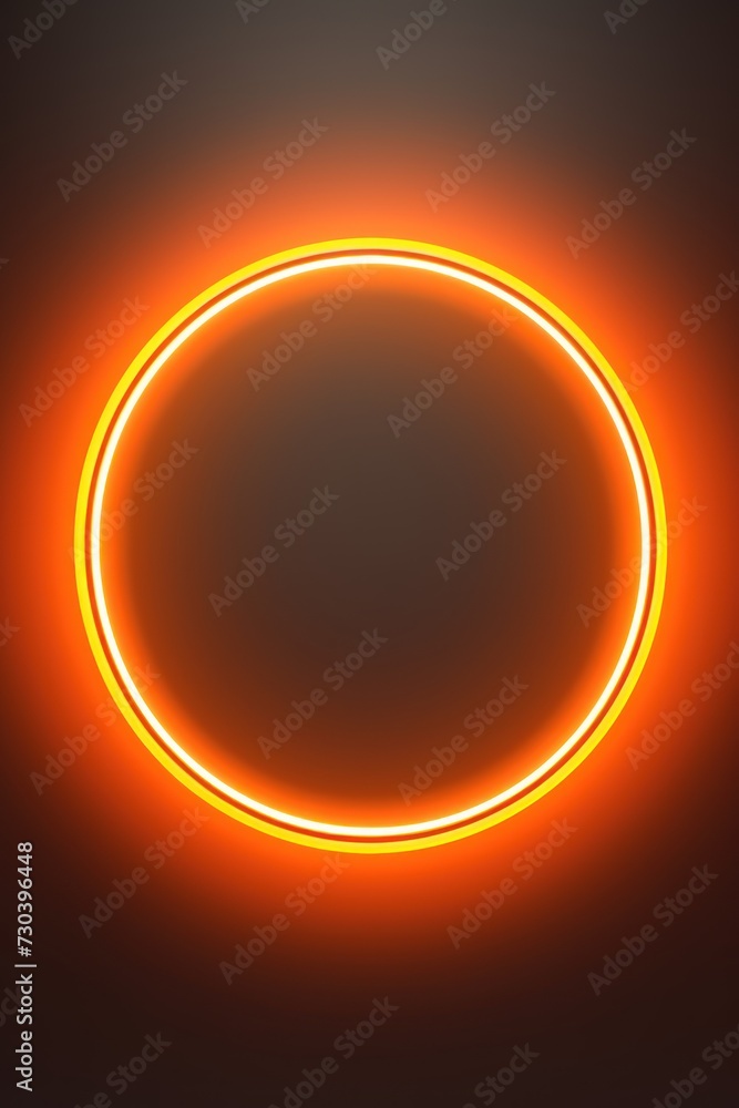 Orange round neon shining circle isolated on a white background