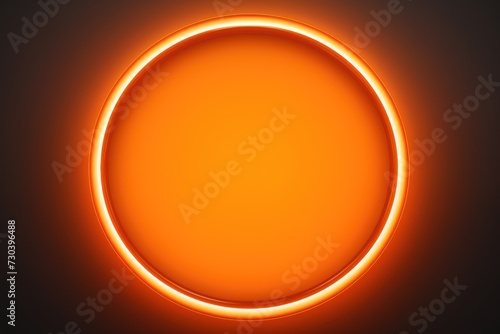 Orange round neon shining circle isolated on a white background