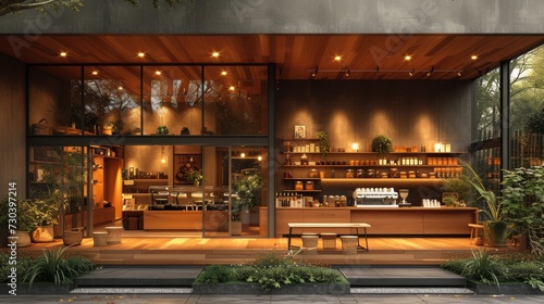 "Espace architectural moderne : café ou restaurant"