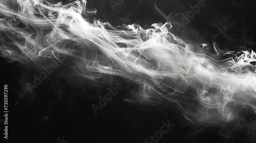 Abstract Black and White Smoke Blot Wave Horizontal
