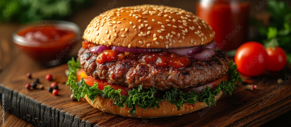 Burger gourmand et appétissant Burger gourmand et appétissant
