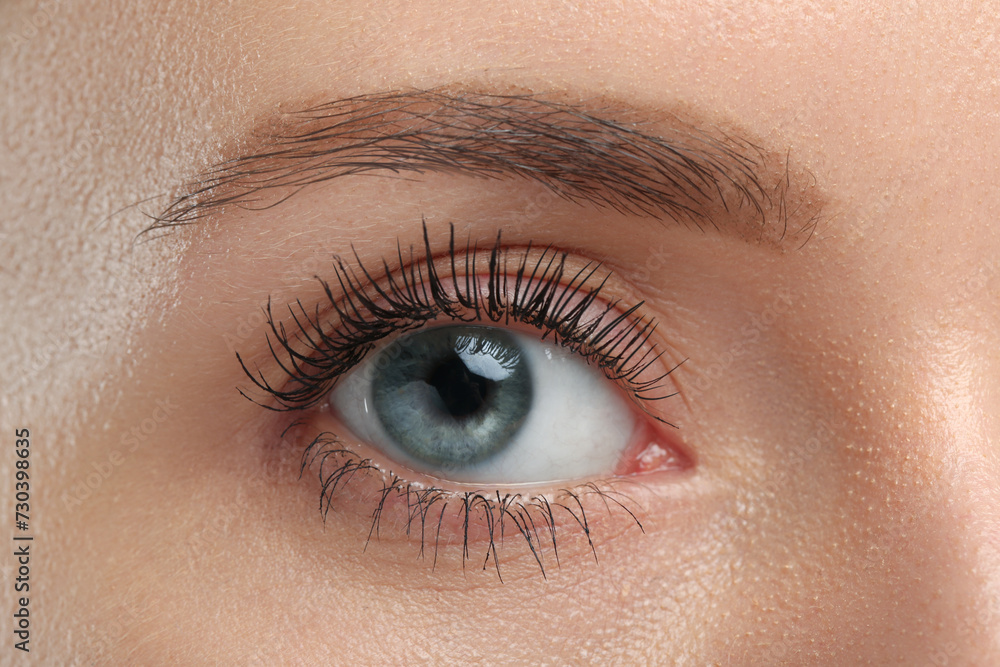 Woman with long eyelashes after mascara applying, closeup Woman with long eyelashes after mascara applying, closeup