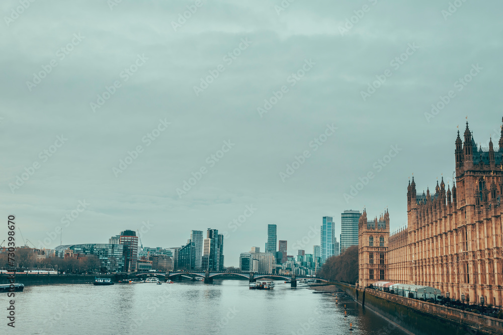 Obraz premium panorama, houses of parliament city london