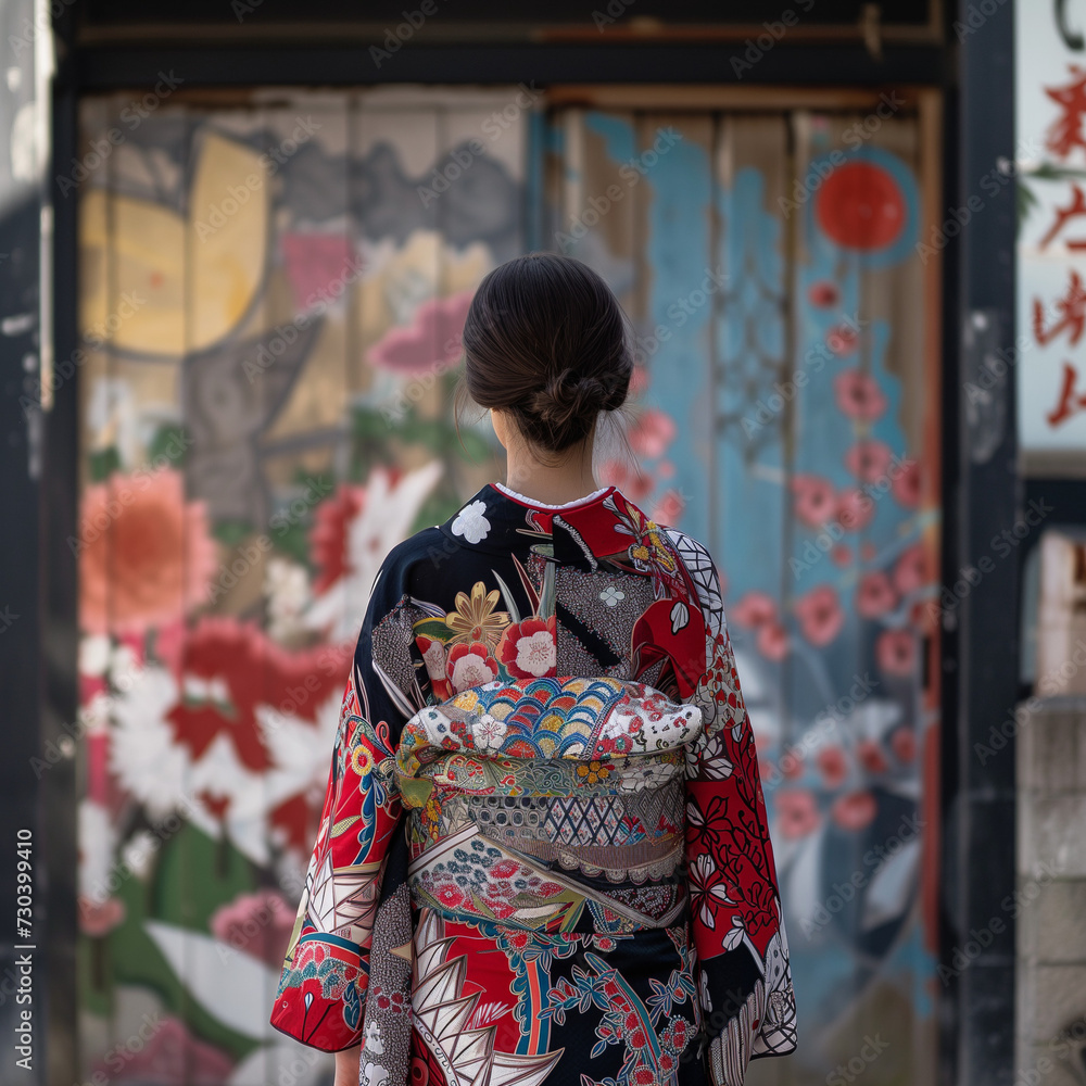 Traditional Japanese Kimono in Cultural Setting