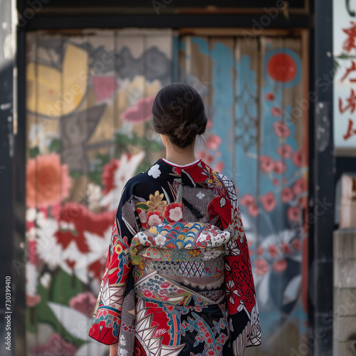 Traditional Japanese Kimono in Cultural Setting