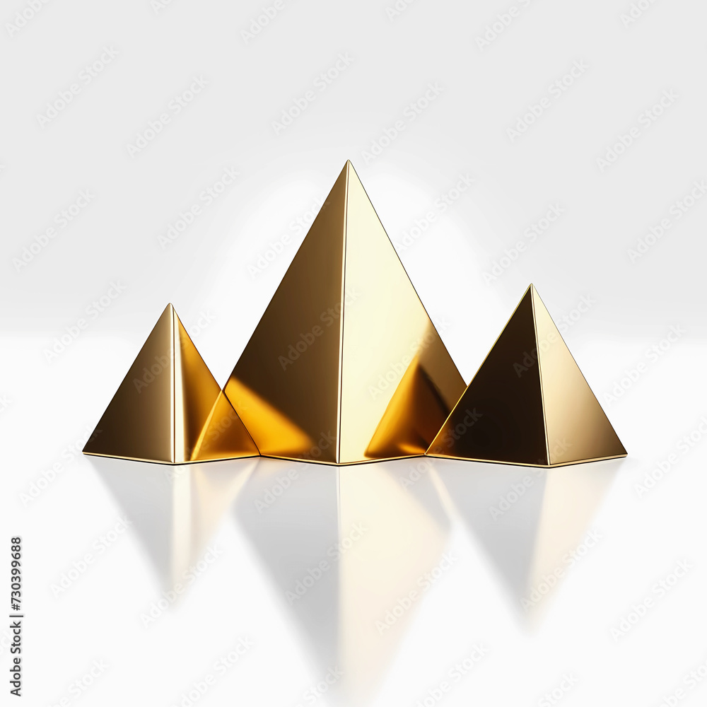 Golden triangles on white background Golden triangles on white background