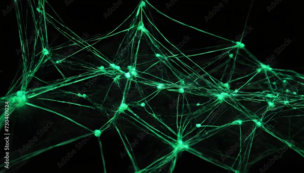 Image of glowing green mesh of connections spinning over black background Image of glowing green mesh of connections spinning over black background