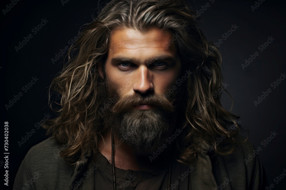 Fototapeta premium Model beard man. Beauty portrait. Generate Ai