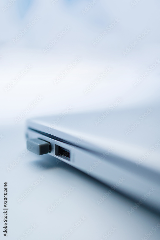 Laptop and technology with security key so that my data cannot be hacked, computer with padlock as security icon Laptop and technology with security key so that my data cannot be hacked, computer with padlock as security icon