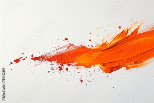 A dynamic splash of orange paint against a stark white background, symbolizing creativity and energy.