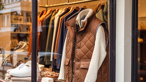 Menswear store in English countryside style, autumn winter clothing collection