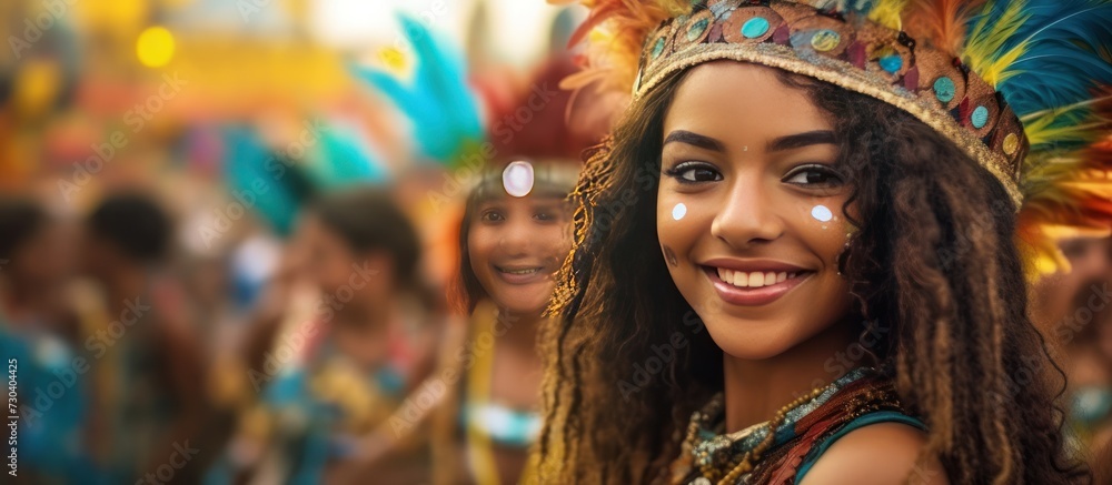 Young women in costume enjoying the brazilians carnival