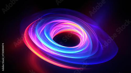 Twirling Light: A Glowing Abstract Design with Colorful Neon Motion in Space