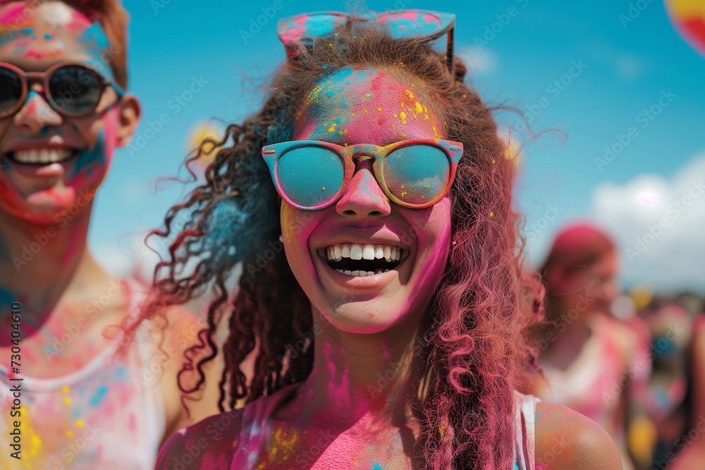 Photo young woman enjoying with holi colors Photo young woman enjoying with holi colors