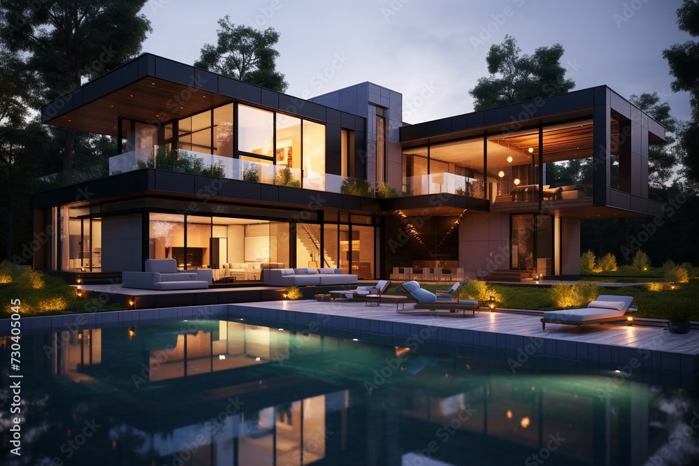 Real estate concept 3d rendering