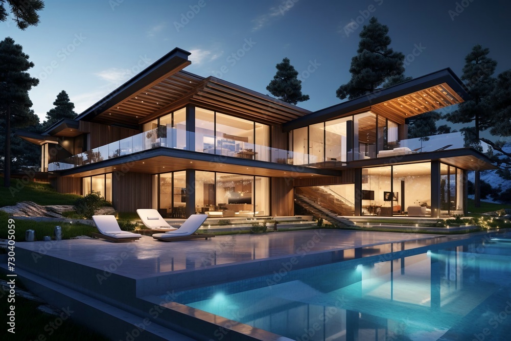 Real estate concept 3d rendering