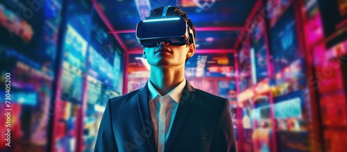 Businessman use virtual reality