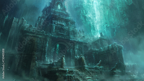 Mysterious ancient ruins with ethereal light. Fantasy and adventure. © Postproduction