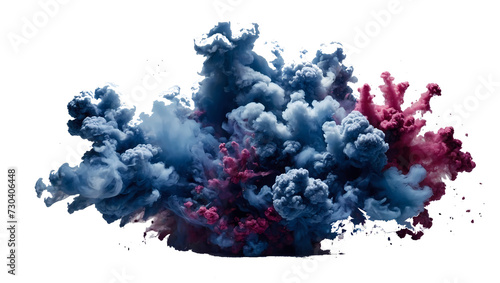 Indigo Explosion Smoke Isolated on Transparent Background.