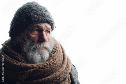 homeless man on a white background