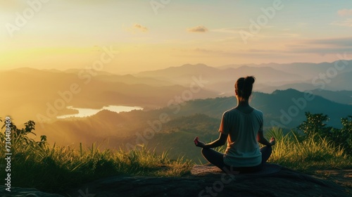 A woman sitting on top of a rock doing yoga