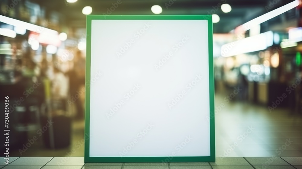 Blank billboard mockup in a supermarket, copy space Blank billboard mockup in a supermarket, copy space
